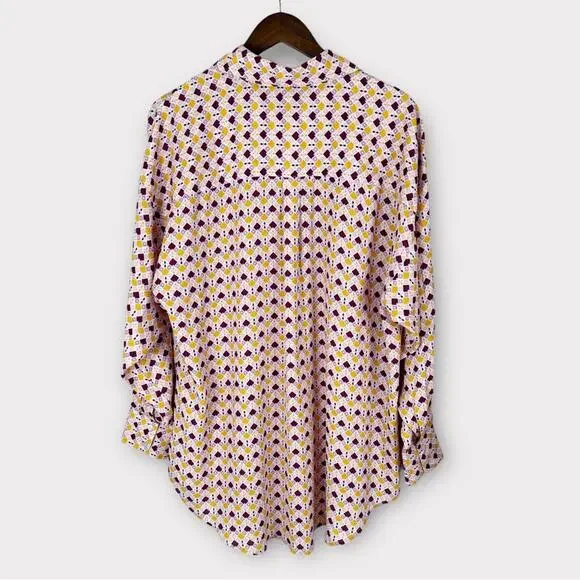 Charlie Holiday Maple Geometric Print Button Front Long Sleeve Oversized Shirt - Picture 9 of 15